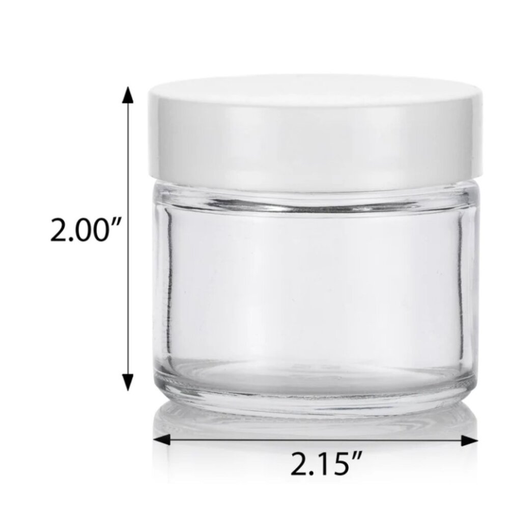 ⭐️ $10  - SET of 10 - STRAIGHT-SIDED CLEAR GLASS JARS WITH WHITE LIDS - 2oz - Picture 3 of 3